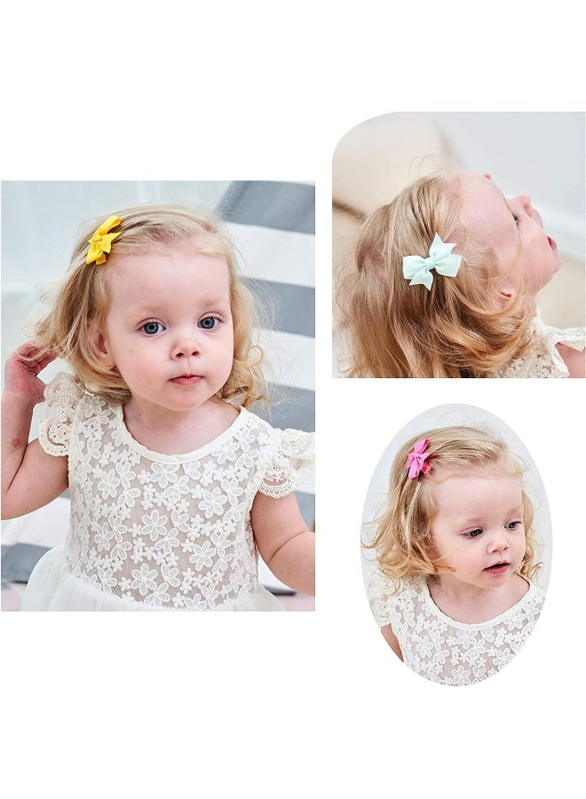 ALinmo Baby Hair Clips 60PCS - 2" Fully Lined Tiny Hair Bows Alligator Clips for Infants and Toddlers in Pairs - Image 3